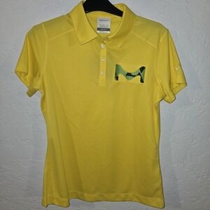 NEW Nike Golf Women's Dri-Fit  Stay Cool M Yellow SS Mesh Polo Branded Camo Med